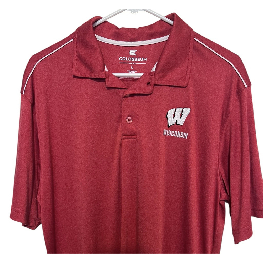 Wisconsin Badgers Colosseum Golf Polo Shirt Men’s Large Red University NCAA